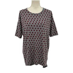 Lularoe Gray Polka Dots Minnie Mouse Crew Neck Short Sleeve T-Shirt Size XS